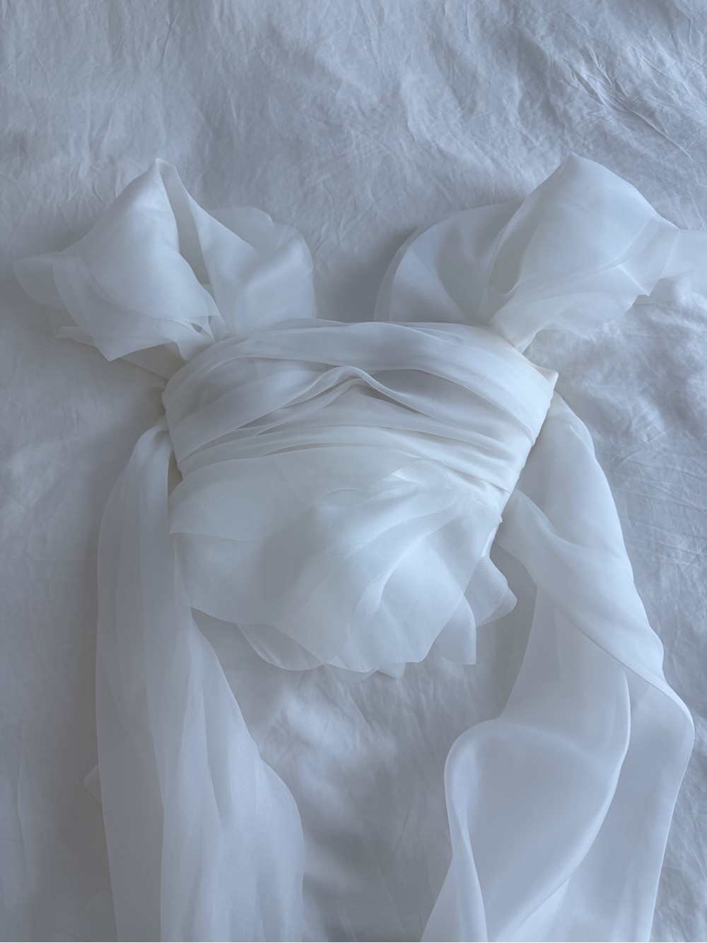 Milla White Sheer Ruffled Bridal organza “dreamy blouse with meringue flounces” - Picture 2 of 9